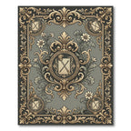 Antique Gold Ornately Framed Floral Rug