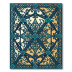 Teal Floral Lattice Scrollwork Rug