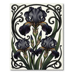 Dark Iris Nouveau Elegant Floral Swirls Rug