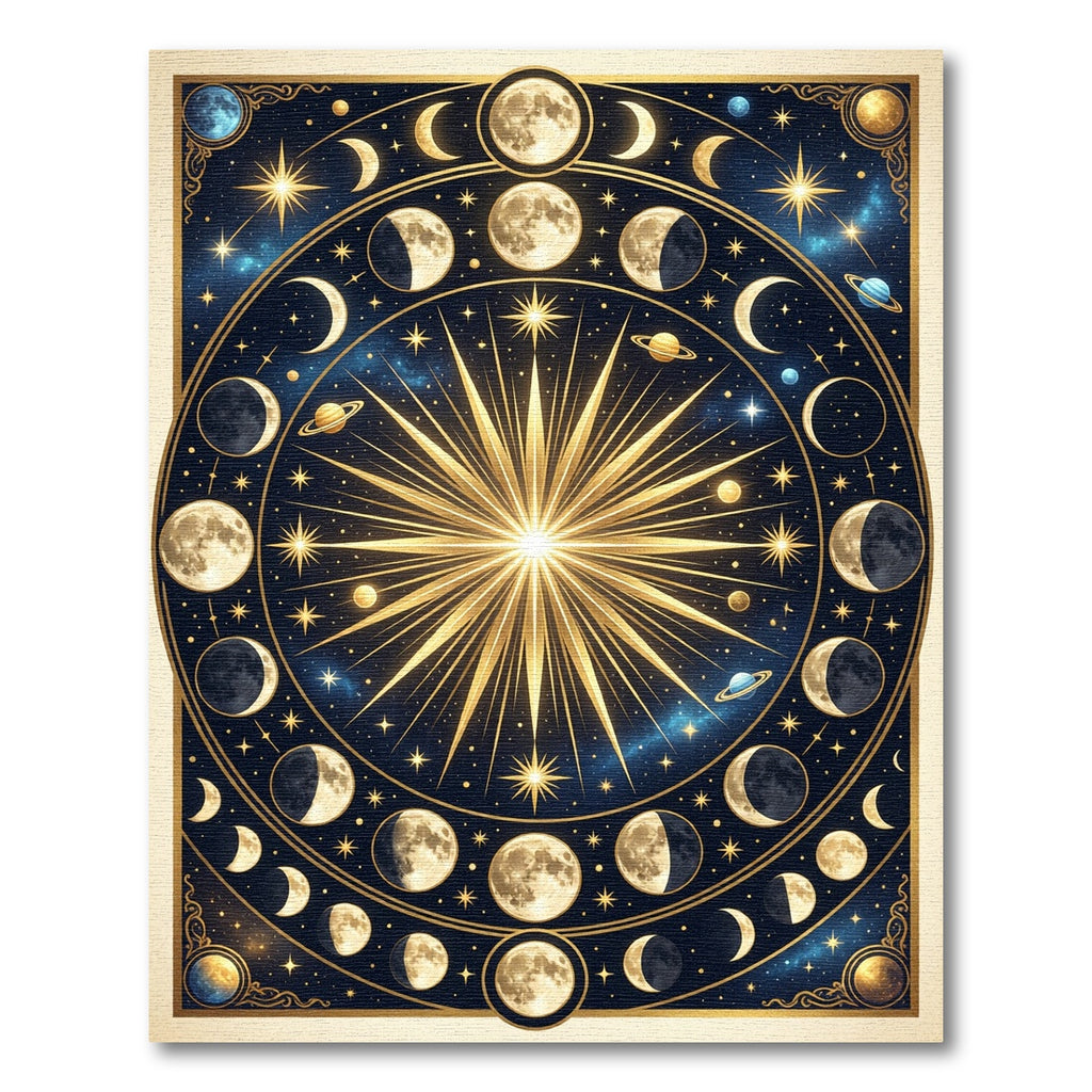 Celestial Golden Moon Phase Astrology Rug