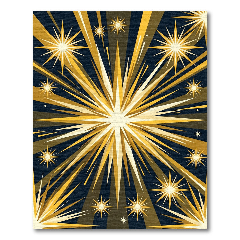 Golden Starburst Radiance Midnight Rug
