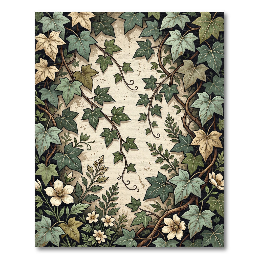 Sage Ivy Leaf Foliage Botanical Illustration Rug