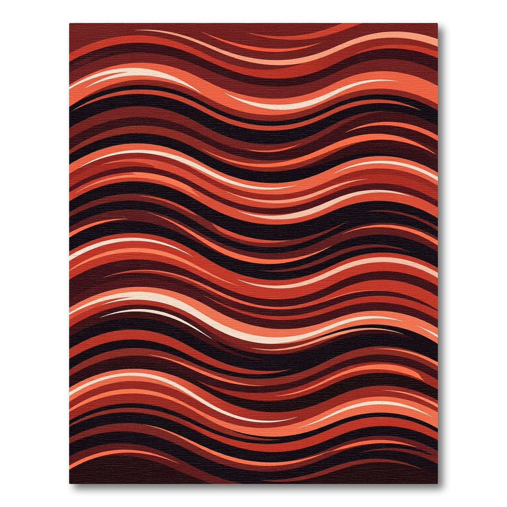 Crimson Orange Flowing Wave Lines Rug