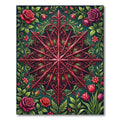 Rich Emerald Rose Floral Medallion Rug