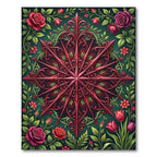 Rich Emerald Rose Floral Medallion Rug