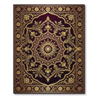 Ornate Crimson And Gold Mandala Rug