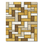 Tonal Wood Planks Geometric Composition Rug