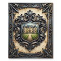 Ornate Crest French Chateau Estate Rug