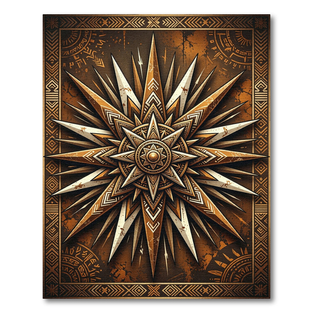 Celestial Gold Sunburst Geometric Area Rug