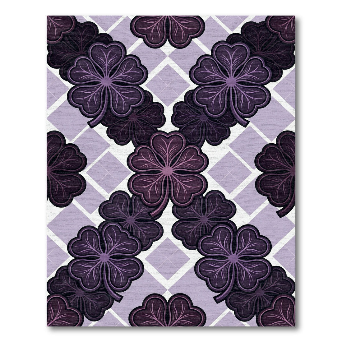 Purple Clover Geometric Plaid Tile Rug
