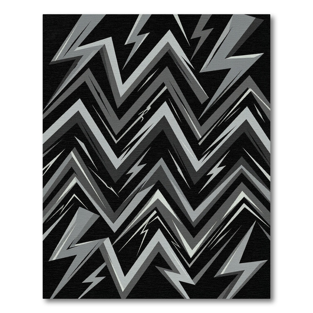 Jagged Gray Lightning Bolt Rug