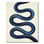 Modern Navy Serpentine Winding Road Rug