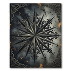 Gothic Blackened Silver Starry Compass Rug