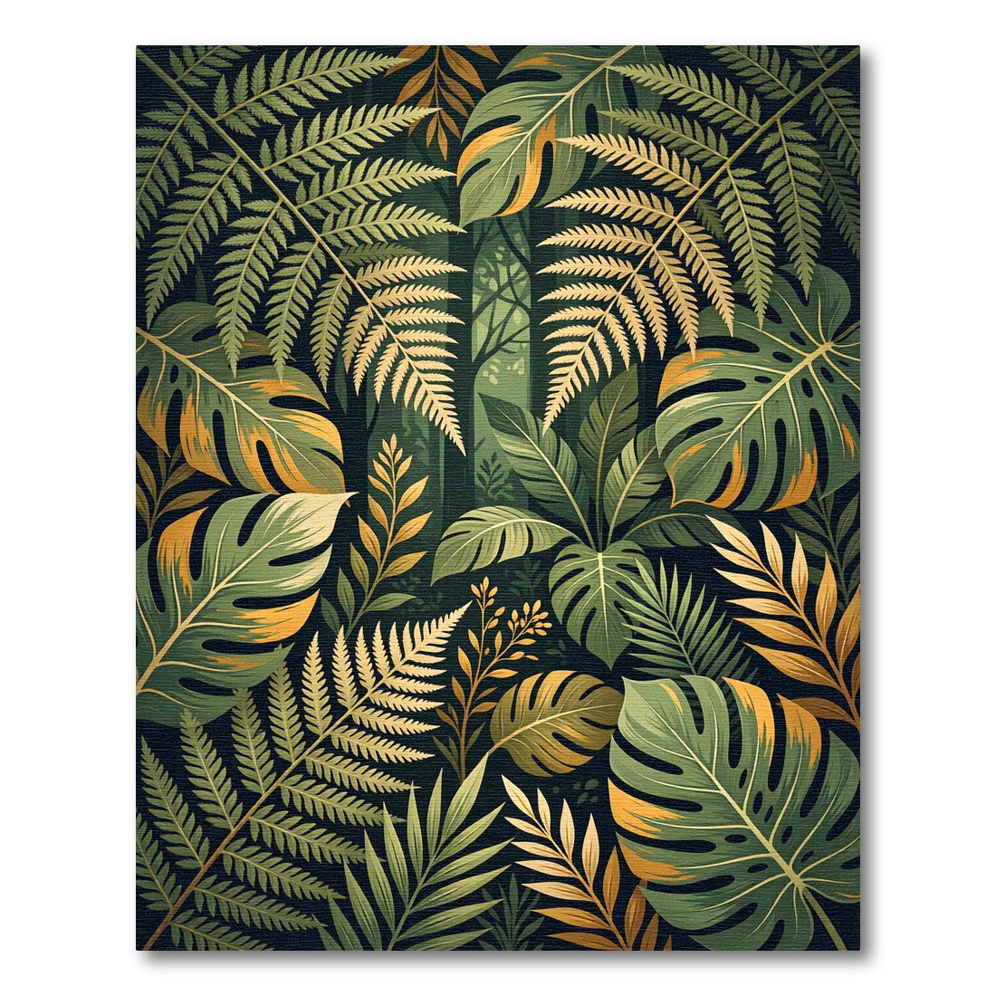 Lush Tropical Golden Rain Forest Rug