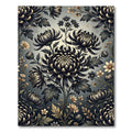 Dark Floral Chrysanthemum Garden Rug