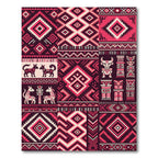 Pink Crimson Tribal Geometric Collage Rug