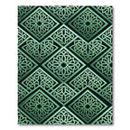 Intricate Emerald Geometric Interlocking Lattice Rug