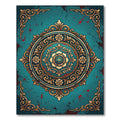 Gilded Teal Floral Mandala Ornament Rug