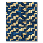 Abstract Blue Wood Plank Assemblage Rug