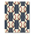 Classic Baseball Graphic Navy Striped Rug