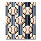 Classic Baseball Graphic Navy Striped Rug