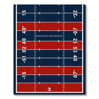 Modern Navy Red Grid Sports Field Rug