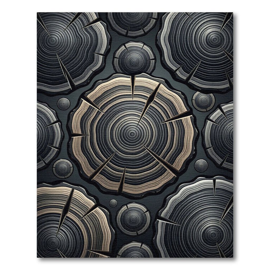 Charcoal Wood Grain Rings Rug