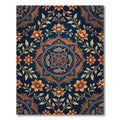 Ornate Blue Orange Floral Fish Medallion Rug
