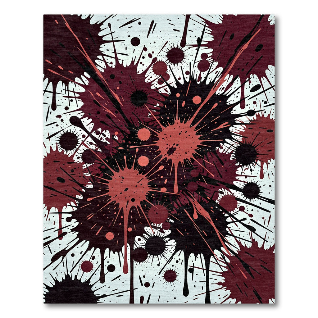 Dramatic Crimson Ink Splatter Abstract Rug