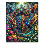 Enchanted Peacock Garden Rose Gate Rug