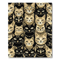 Modern Black and Golden Tabby Cats Rug
