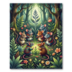 Whimsical Forest Mice Woodland Enchanted Meadow Rug