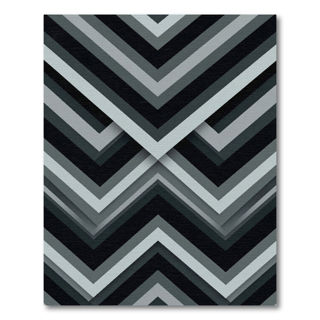 Monochrome Gray Angular Chevron Geometric Rug