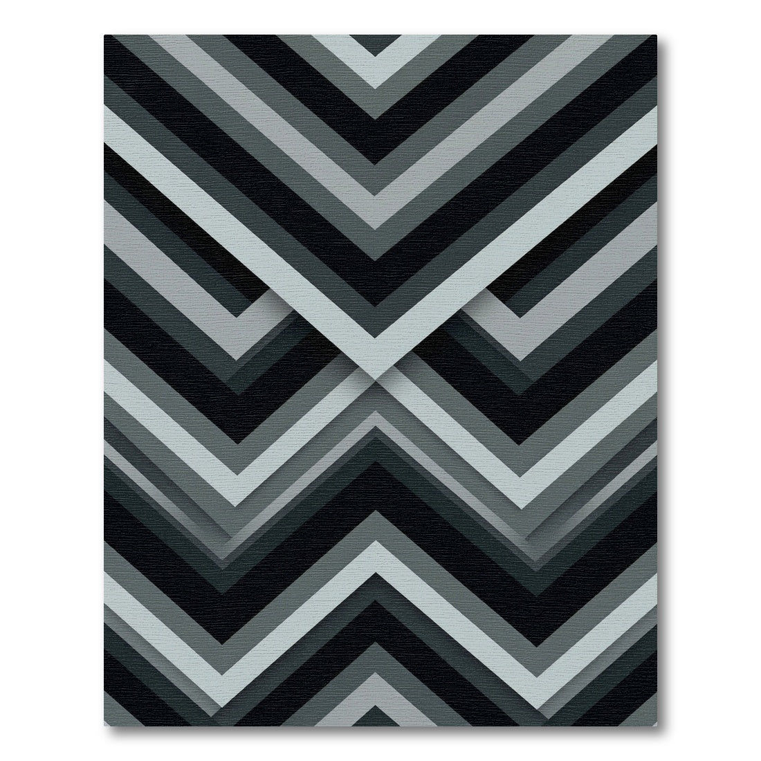 Monochrome Gray Angular Chevron Geometric Rug