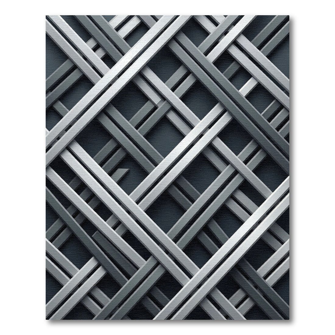 Modern Linear Metallic Crosshatch Gray Rug
