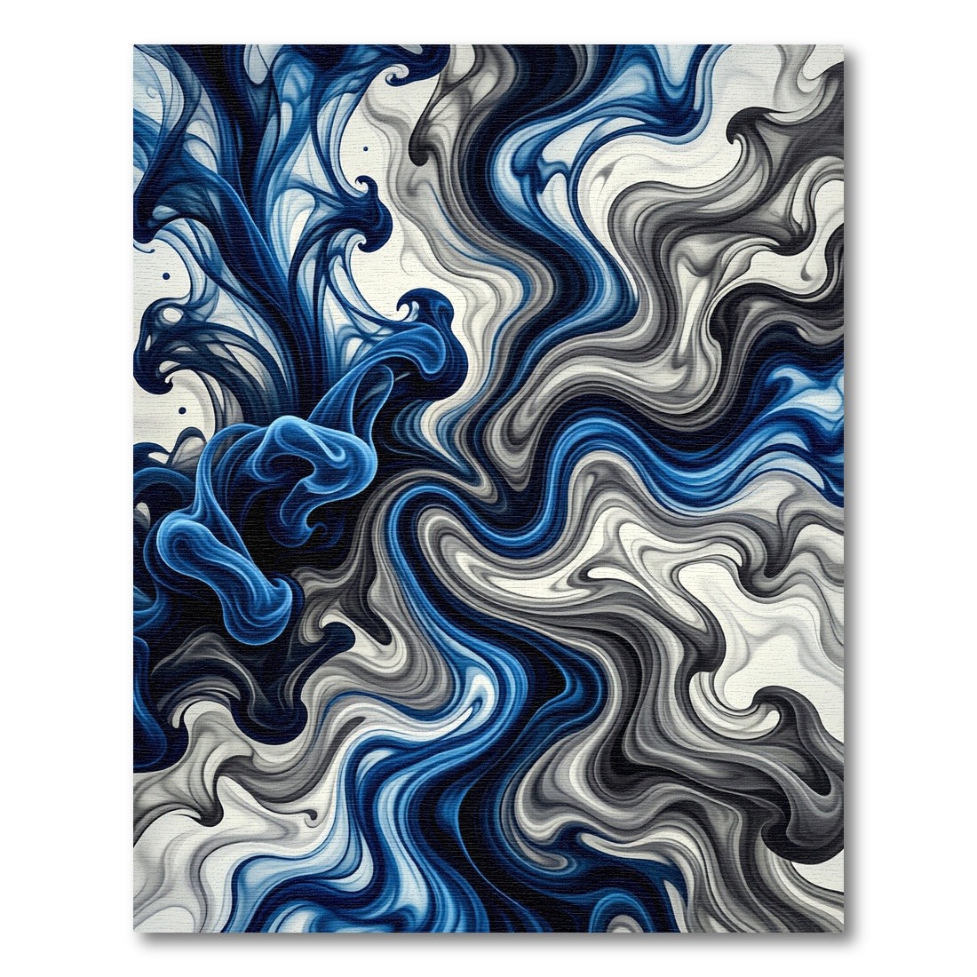 Deep Blue Ink Swirl Abstract Rug