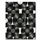 Retro Black Vinyl Record Grid Rug