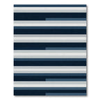 Modern Linear Navy and Light Blue Striped Rug