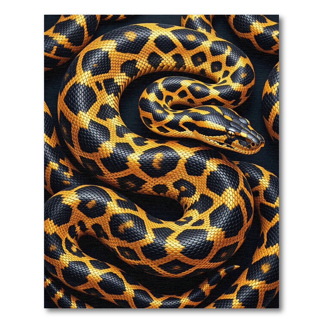 Golden Black Serpent Scale Reptile Skin Rug