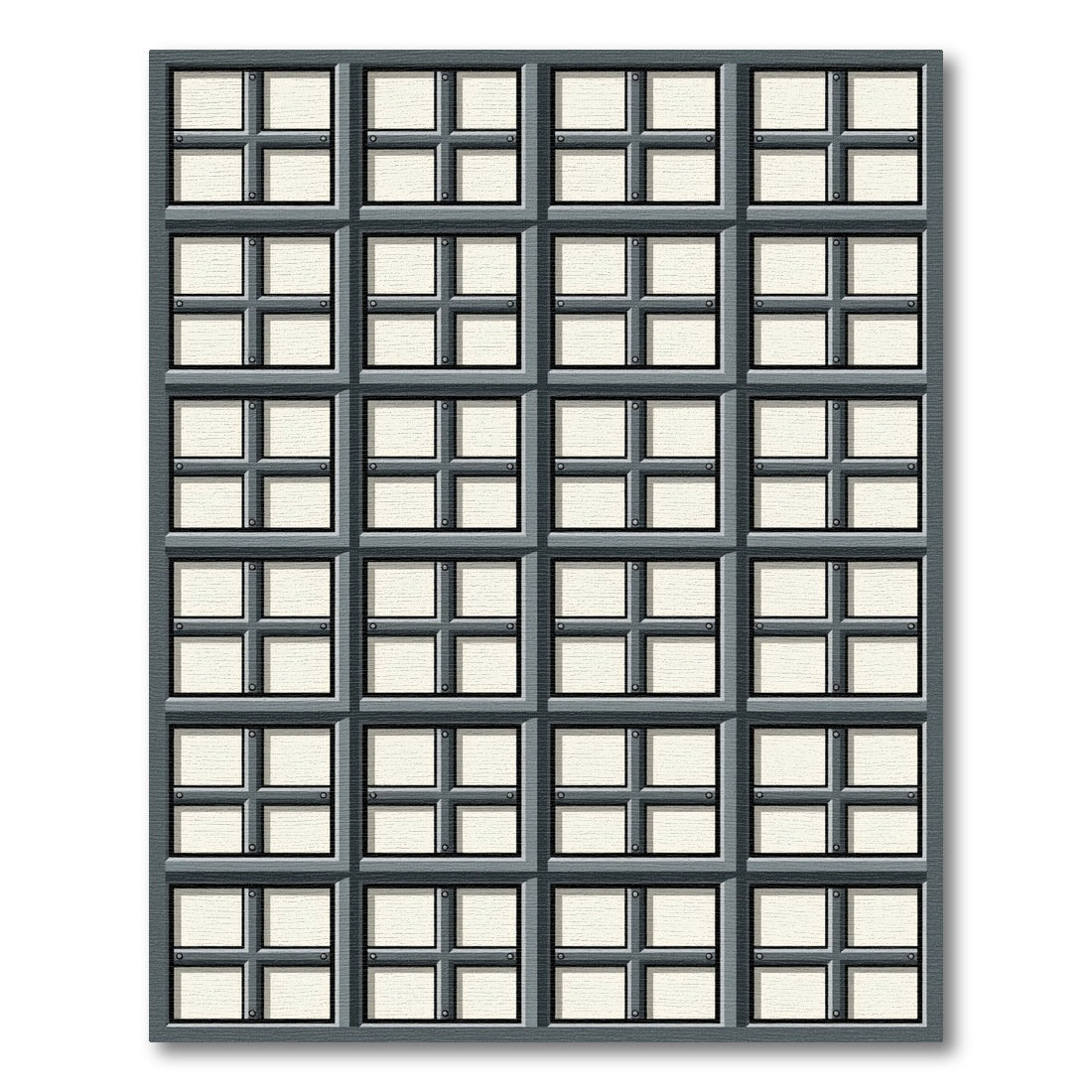 Gray Window Pane Grid Rug