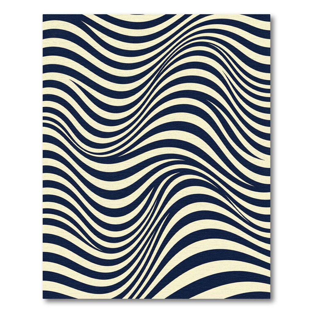 Modern Cream and Charcoal Wavy Stripe Rug