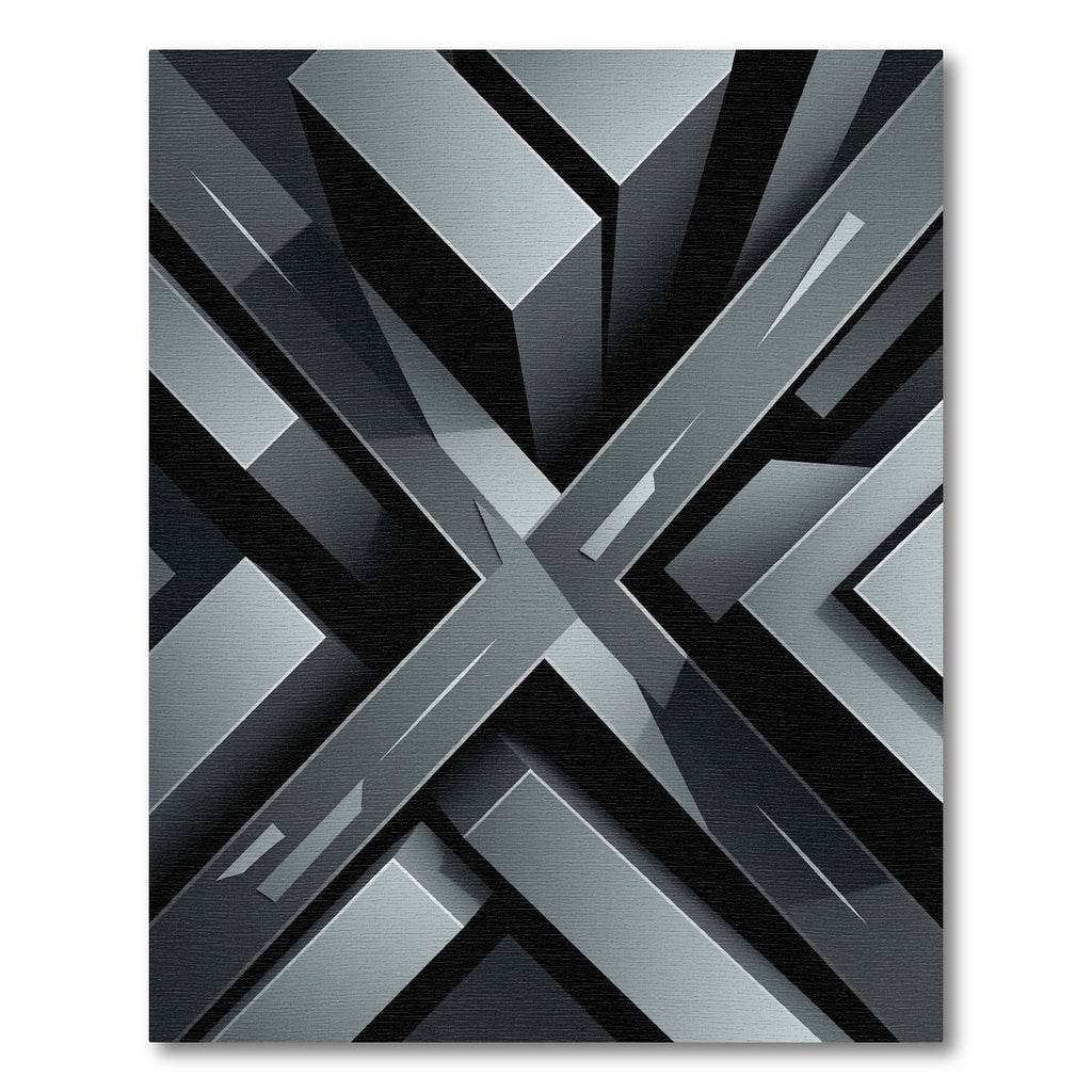 Monochrome Geometric Metallic Abstract Structural Illusion Rug