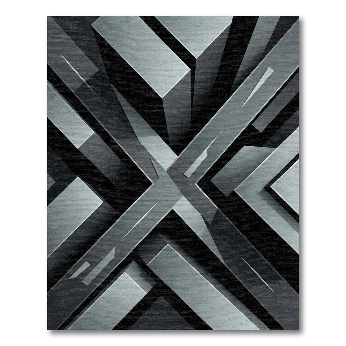 Monochrome Geometric Metallic Abstract Structural Illusion Rug