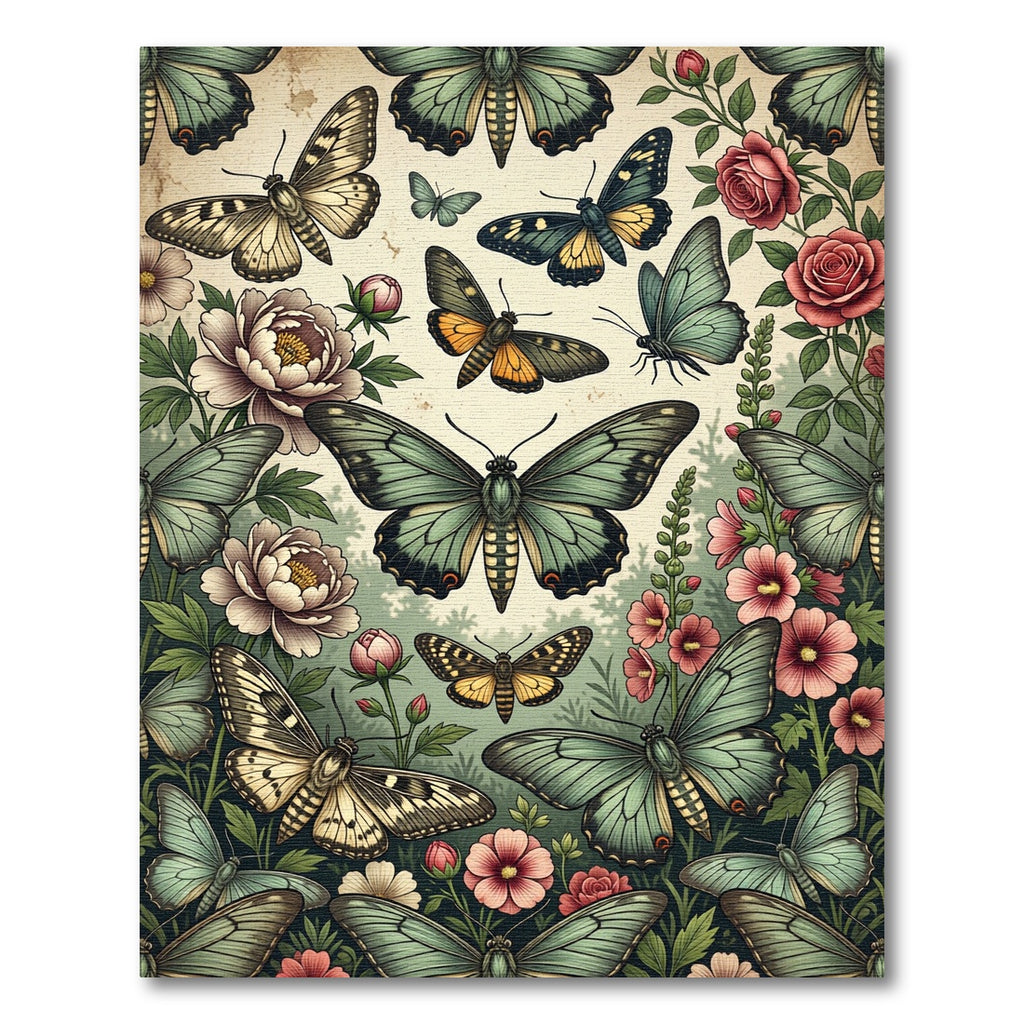 Botanical Sage Butterfly Garden Illustration Rug