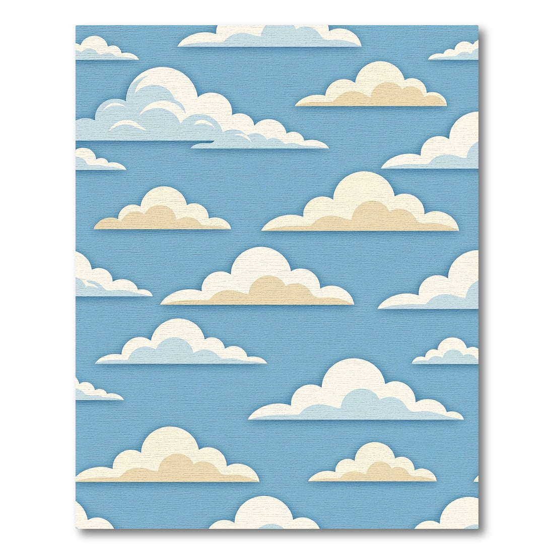 Whimsical Blue and Cream Cloudscape Rug