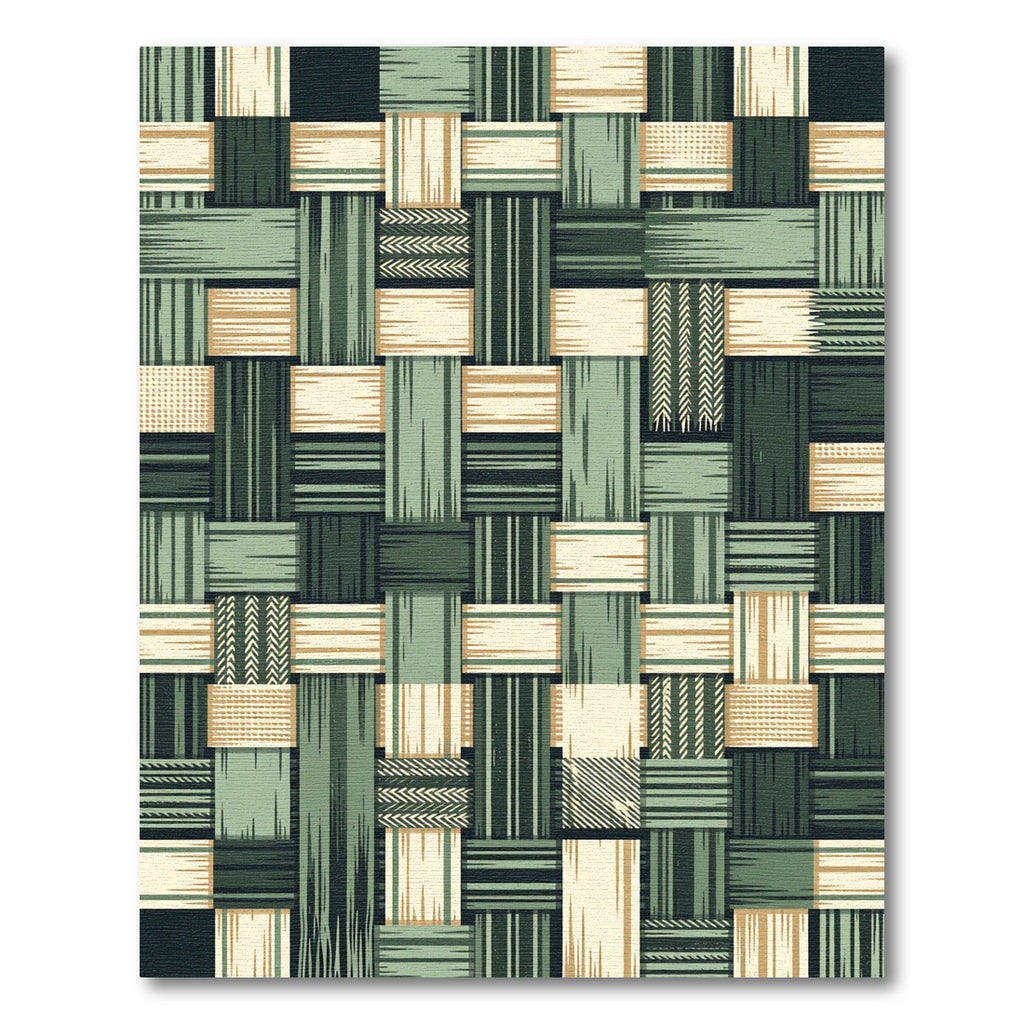 Sage Green Woven Geometric Plaid Striped Rug