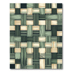 Sage Green Woven Geometric Plaid Striped Rug
