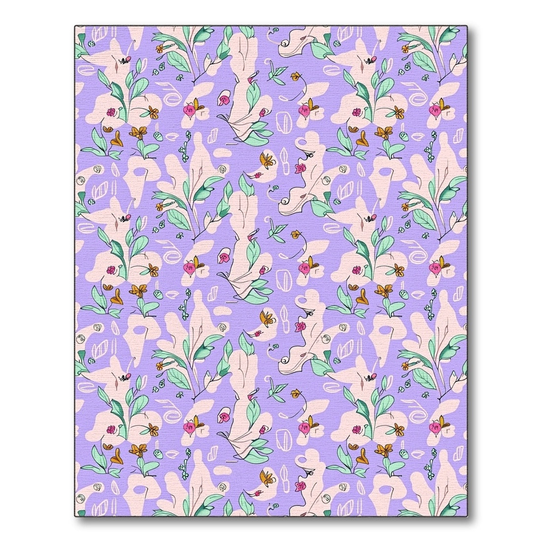 Whimsical Lavender Floral Abstract Flow Rug