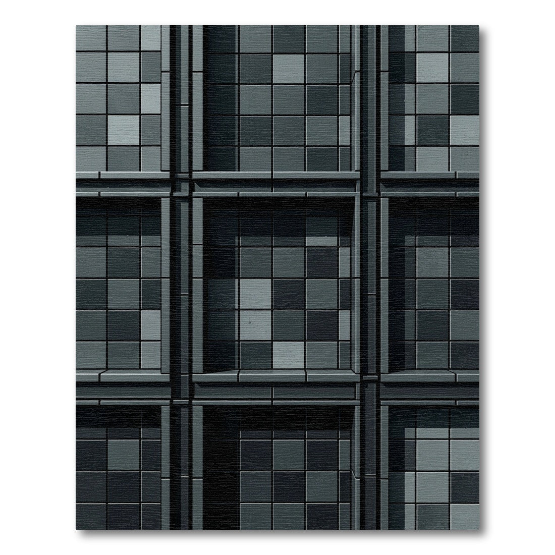 Charcoal Gray Tiled Grid Rug