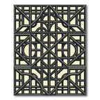 Dark Gray Geometric Window Lattice Rug
